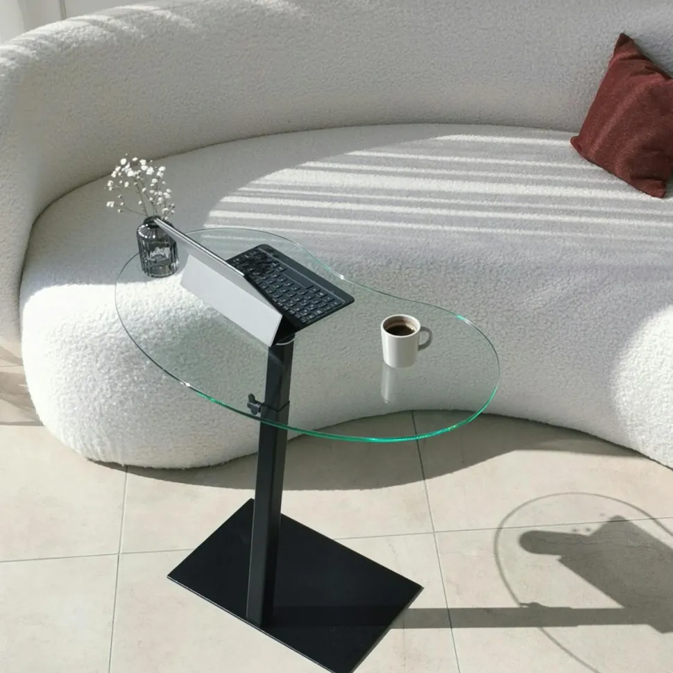 Table d'appoint ordinateur en verre teinté, réglable TULUM