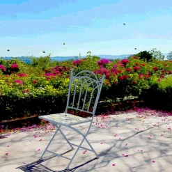 Table de jardin bleue décor mosaïque citrons 118 cm GRENADE