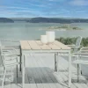 Table de jardin en aluminium vert argile et teck 238 cm OSLO