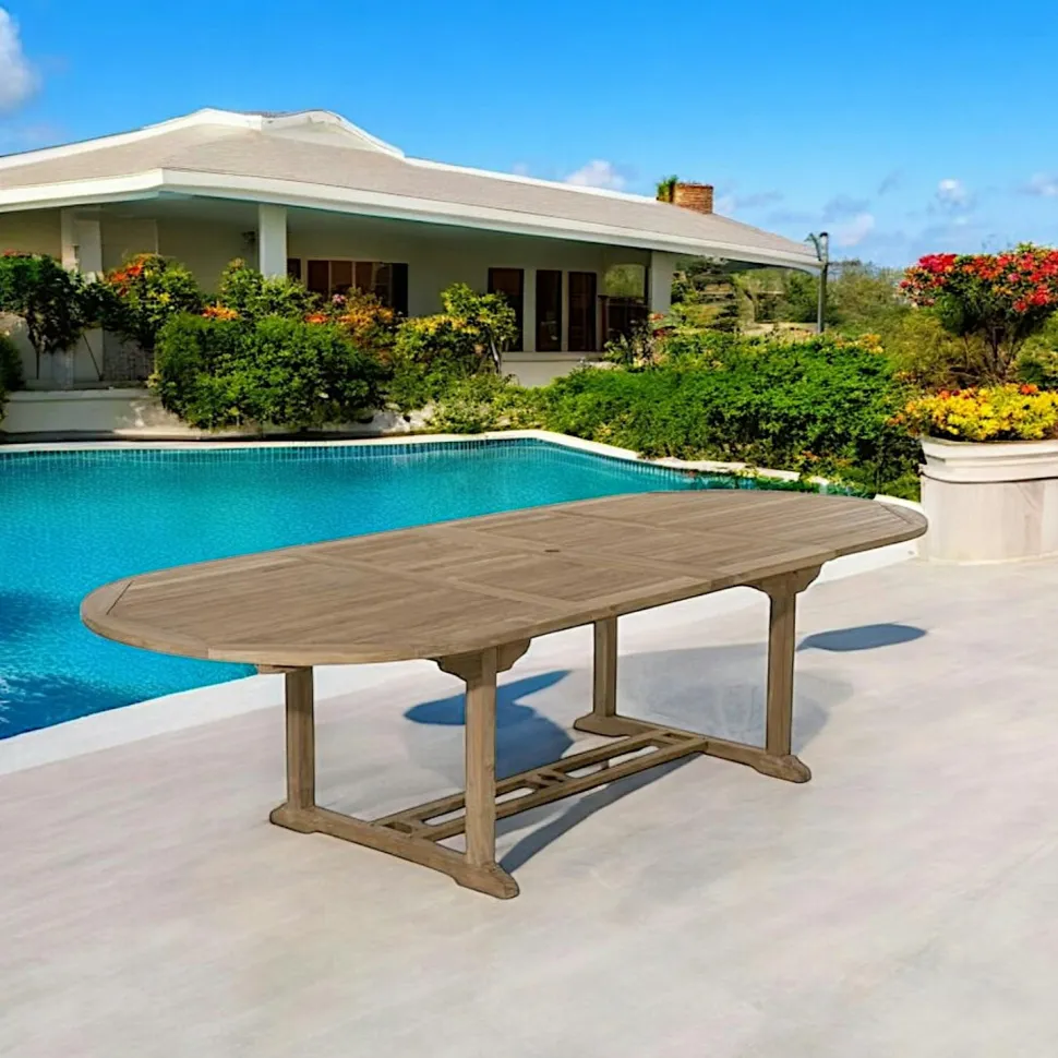 Table de jardin en Teck ovale extensible 200/300x120cm SUMMER