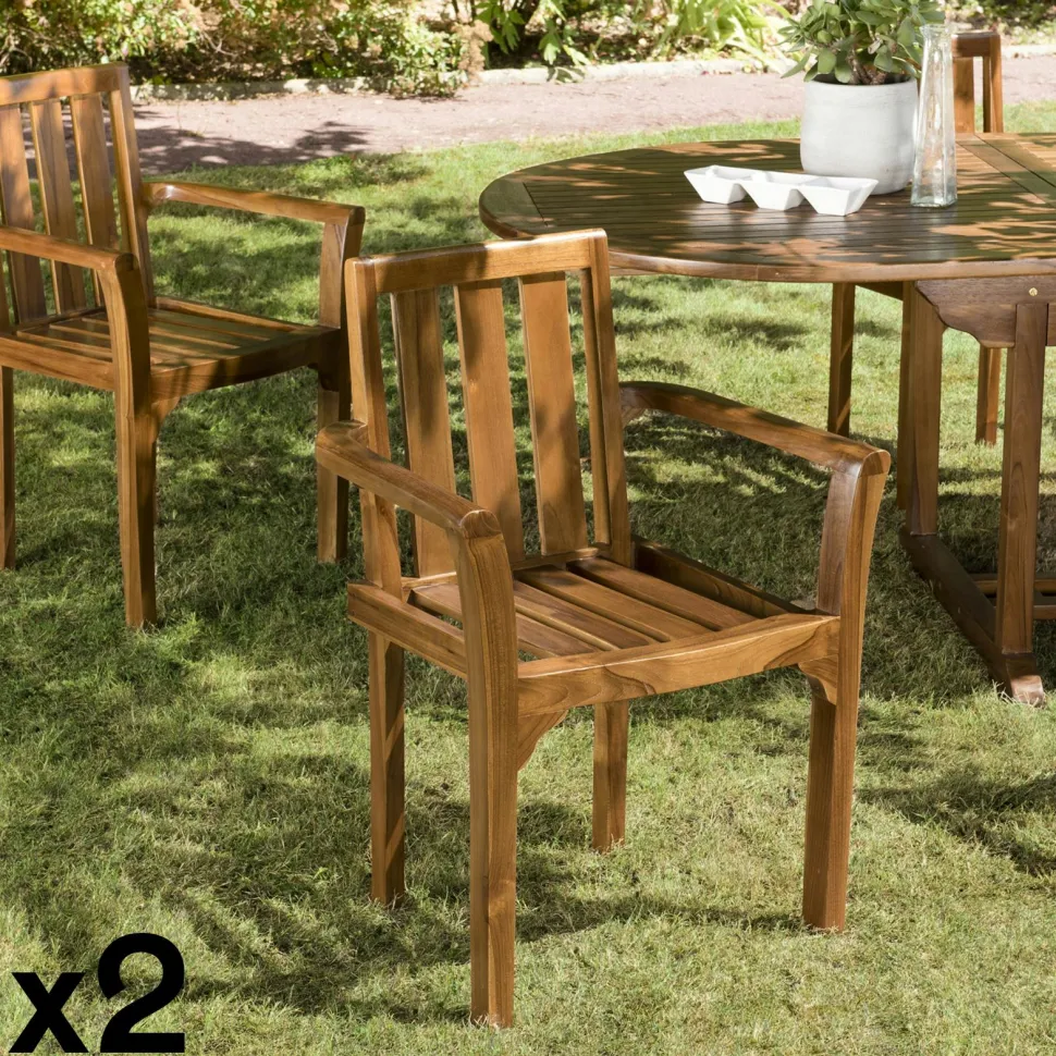 Table de jardin pliante papillon en teck 120 cm MACAO