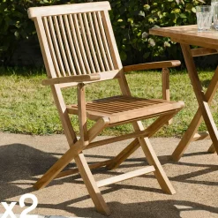 Table de jardin pliante ronde teck 60X60 SUMMER