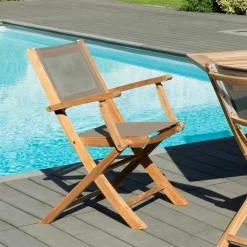 Table de jardin pliante ronde teck 60X60 SUMMER