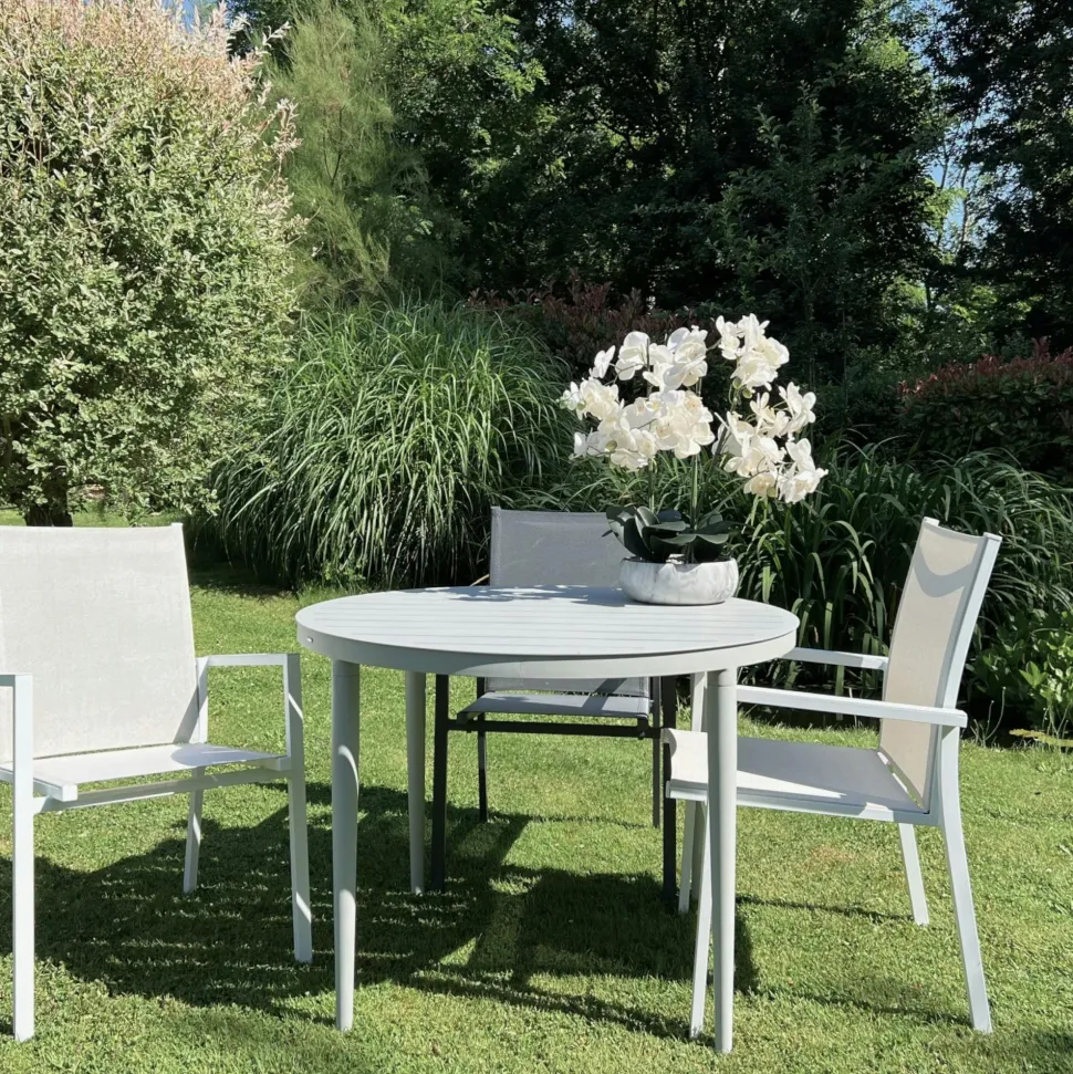 Table de jardin ronde en aluminium vert argile Ø 100 cm STOCKHOLM