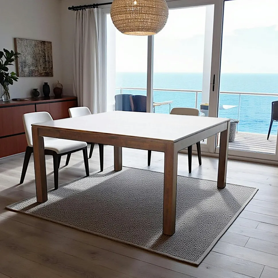 Table de repas carrée Hévéa 150x150x76cm HELENA