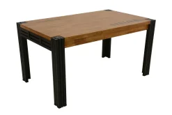 Table de repas rectangle extensible hévéa recyclé naturel et métal noirci 150/230X90X76cm DOCKER