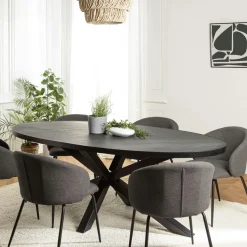 Table de repas ronde bois effet pierre rouille 120 cm BIHAR