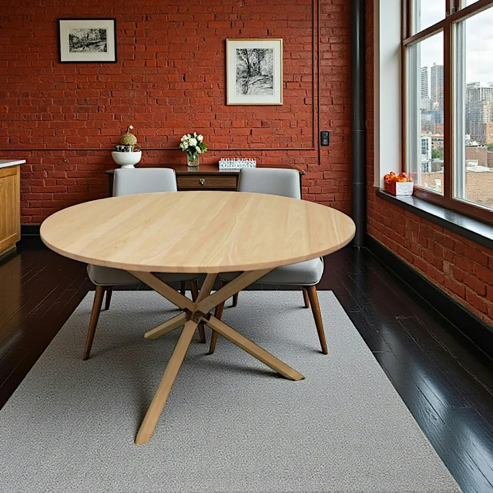 Table de Repas ronde Hévéa avec pieds en croix D120xH76cm BALTIC