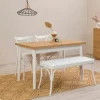 Table extensible blanche plateau effet bois 120-153 cm ARDEN