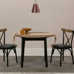 Table extensible effet noyer, pieds noirs 120-153 cm ARDEN