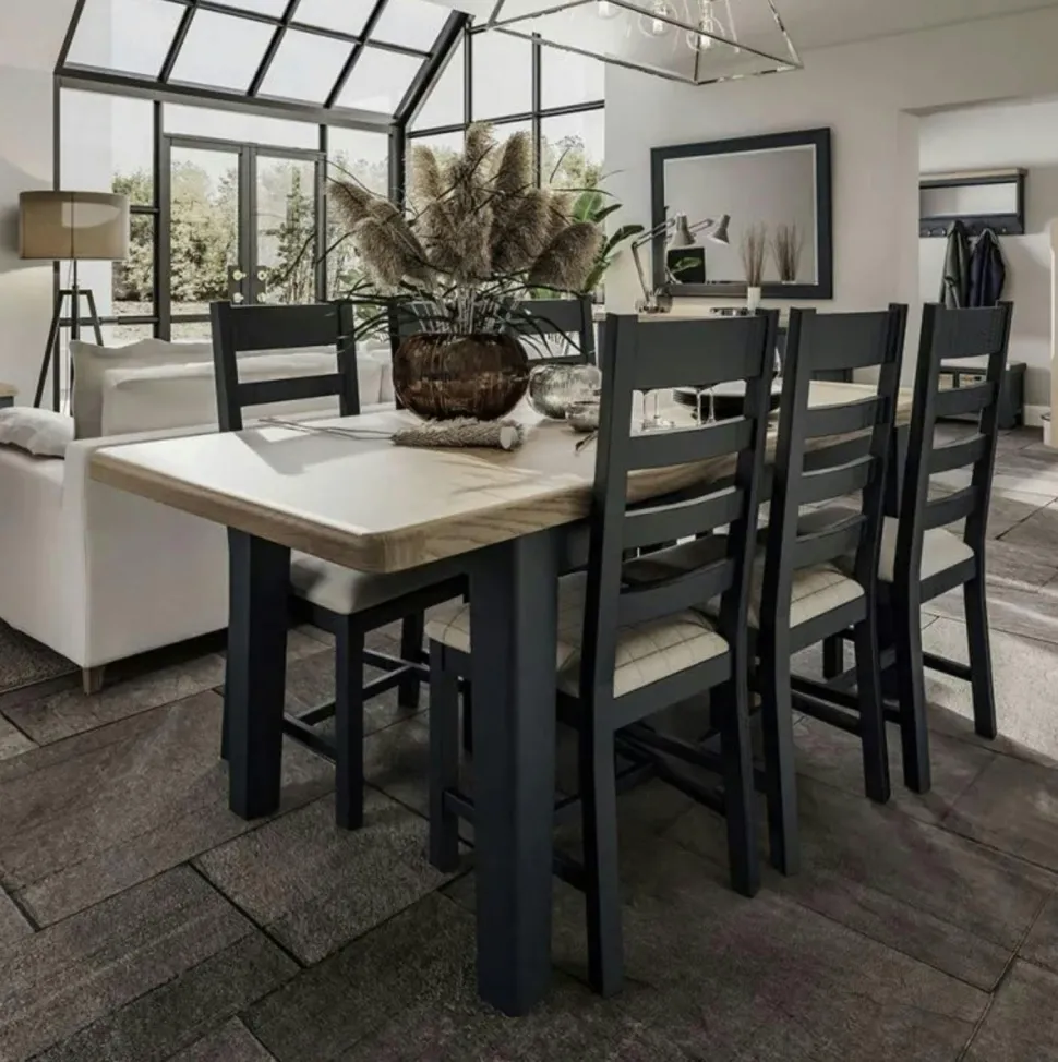 Table extensible en bois finition bleu profond 180-230 cm HOVE