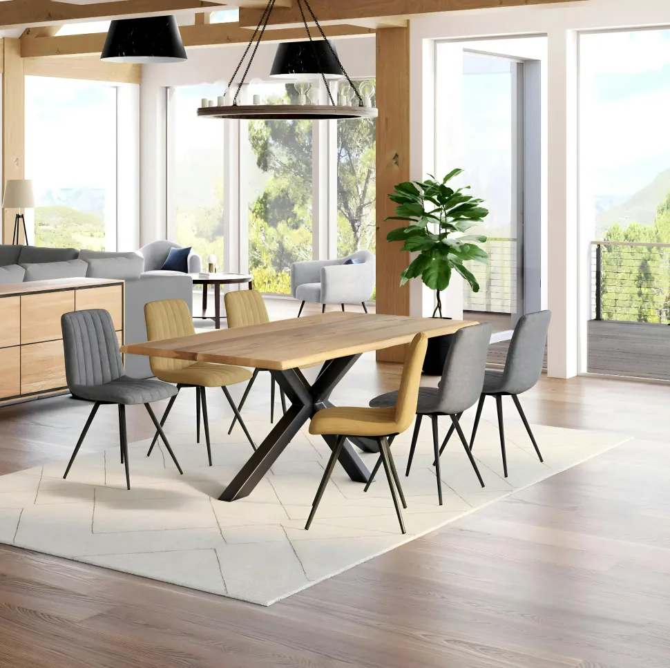 Table extensible en chêne huilé bords naturels 200 cm ETNA