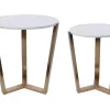 Table gigogne en marbre blanc (2 pièces)