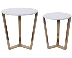 Table gigogne en marbre blanc (2 pièces)