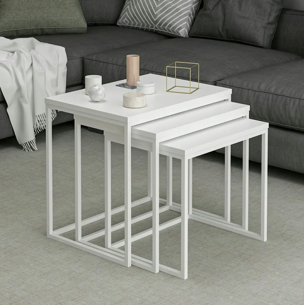 Table gigogne rectangulaire effet noyer (lot de 3) JENA