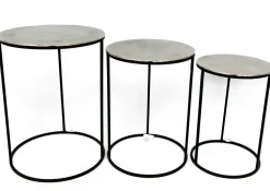 Table gigogne ronde plateau argenté (lot de 3)