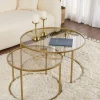 Table gigogne verre ambré - cadre doré (lot de 2) ⌀80 cm TULUM