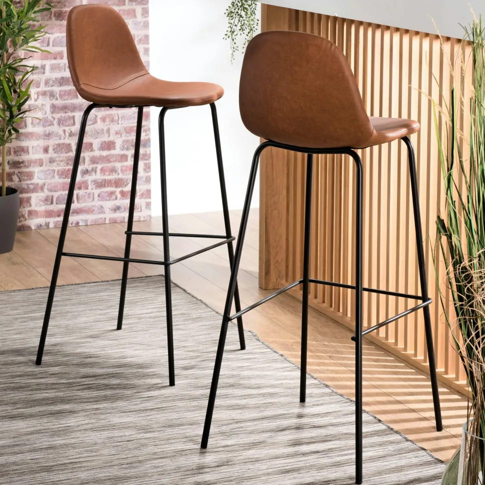Table haute blanche cuisine avec plateau effet bois MARFA