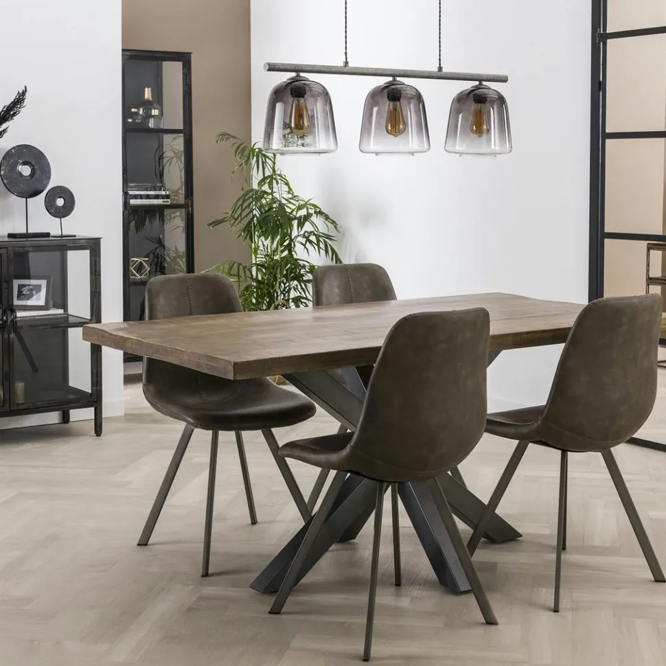 Table pied central bois de manguier noir 230 cm LUCKNOW