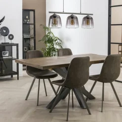 Table pied central bois de manguier 165 cm LUCKNOW
