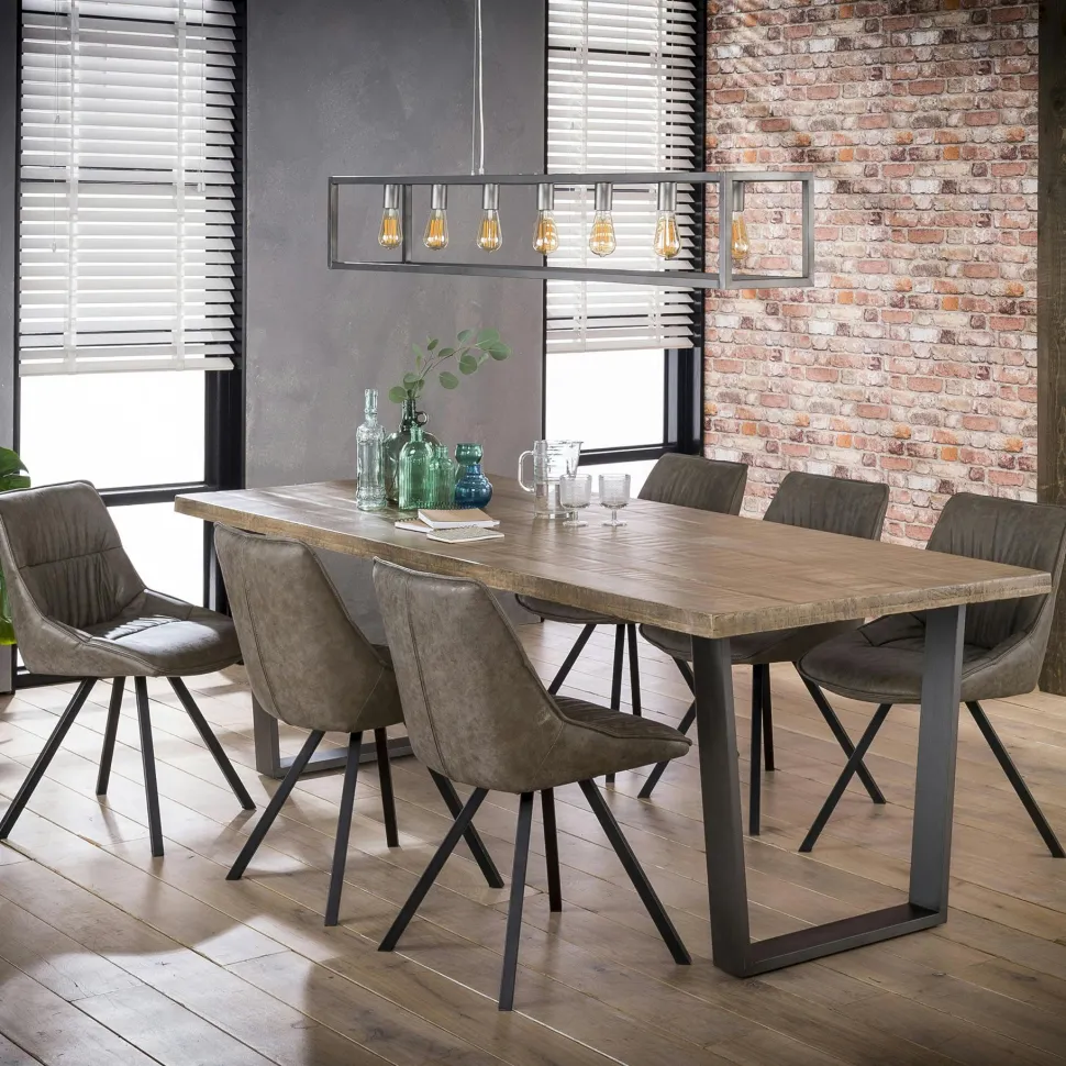 Table pied central bois de manguier 165 cm LUCKNOW