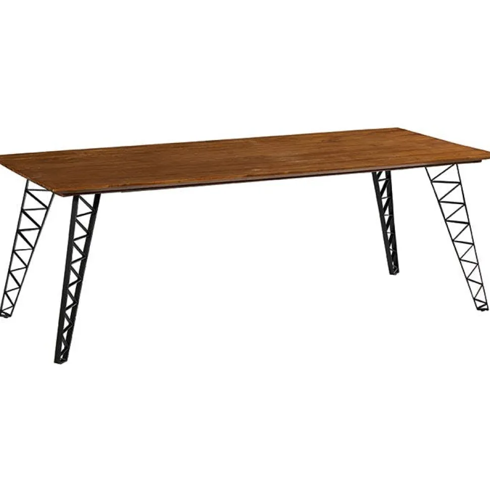 Table pied central bois recyclé teck 180 cm BARBADE