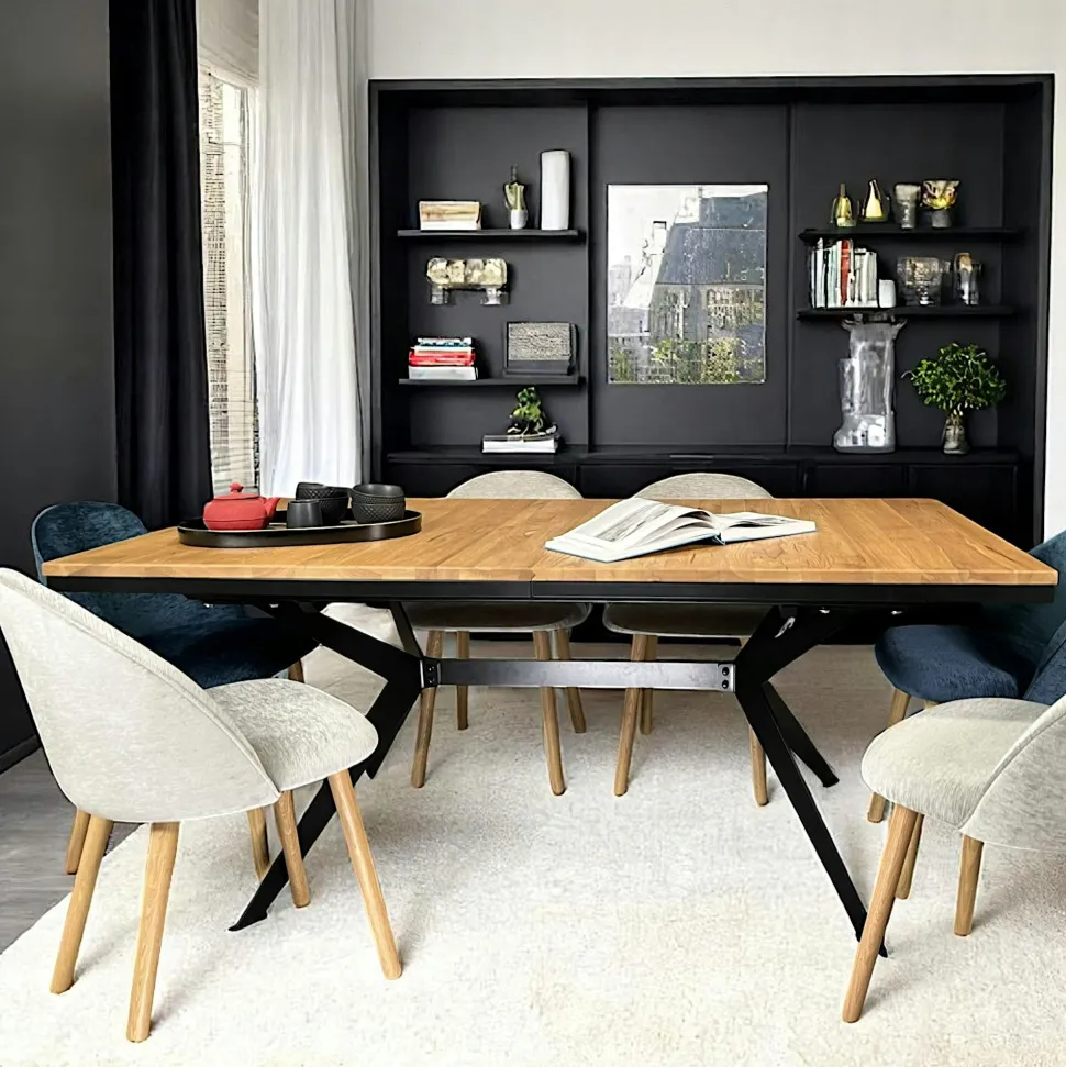 Table rectangulaire extensible en chêne blanc 220 cm PALERME