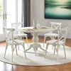 Table ronde blanche - bois effet usé ⌀120 cm TENA