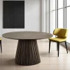 Table ronde en chêne brun avec piètement baguette ø120 cm AMSTERDAM