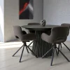 Table ronde en chêne noir avec piètement baguette ø120 cm AMSTERDAM