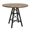 Table ronde en Hévéa recyclé coloré et pieds métal façon "Tour Eiffel" D90xH76cm LOFT COLORS
