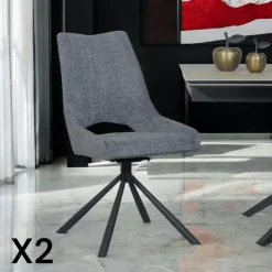Table ronde extensible en chêne noir avec piètement baguette (2 rallonges incluses) ø120 cm / 160 cm / 200 cm AMSTERDAM