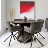 Table ronde extensible en chêne brun avec piètement baguette (3 rallonges incluses) ø120 cm /160 cm / 200 cm / 240 cm AMSTERDAM