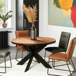 Table ronde extensible en chêne blanc 120 cm PALERME