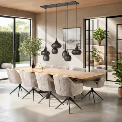 Table salle à manger bois massif pied mikado 200 cm MELBOURNE