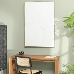Tableau beige formes géométriques en relief 83 x 123 cm