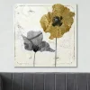 Tableau fleurs or et argent – carré, impression sur toile