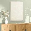 Tableau lin beige feuillage de platre 83 x 123 cm
