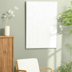 Tableau lin beige fleurs de platre 83 x 123 cm