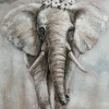 Tableau éléphant en marche avec fleurs