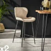 Tabouret de bar beige en bouclette (lot de 2) MELBOURNE