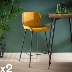 Tabouret de bar beige en bouclette (lot de 2) MELBOURNE