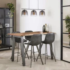 Tabouret de bar bois massif métal MELBOURNE