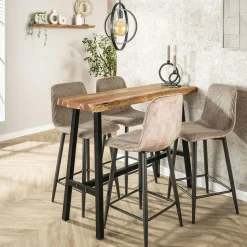 Tabouret de bar bois massif métal MELBOURNE