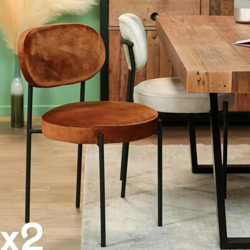 Tabouret de bar design en velours rose pâle FLORENCE (lot 2)