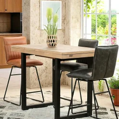 Tabouret de bar en tissu bouclette blanc avec dossier ouvert (lot de 2) GALWAY