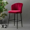 Tabouret de bar en velours rouge 65 cm (lot de 2) ROSARIO