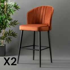 Tabouret de bar en velours rouge 65 cm (lot de 2) ROSARIO