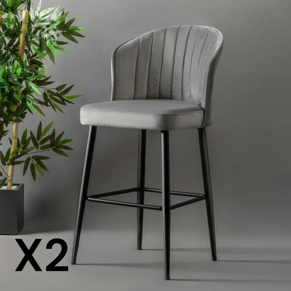 Tabouret de bar en velours rouge 65 cm (lot de 2) ROSARIO