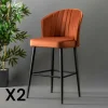 Tabouret de bar en velours rouille 65 cm (lot de 2) ROSARIO